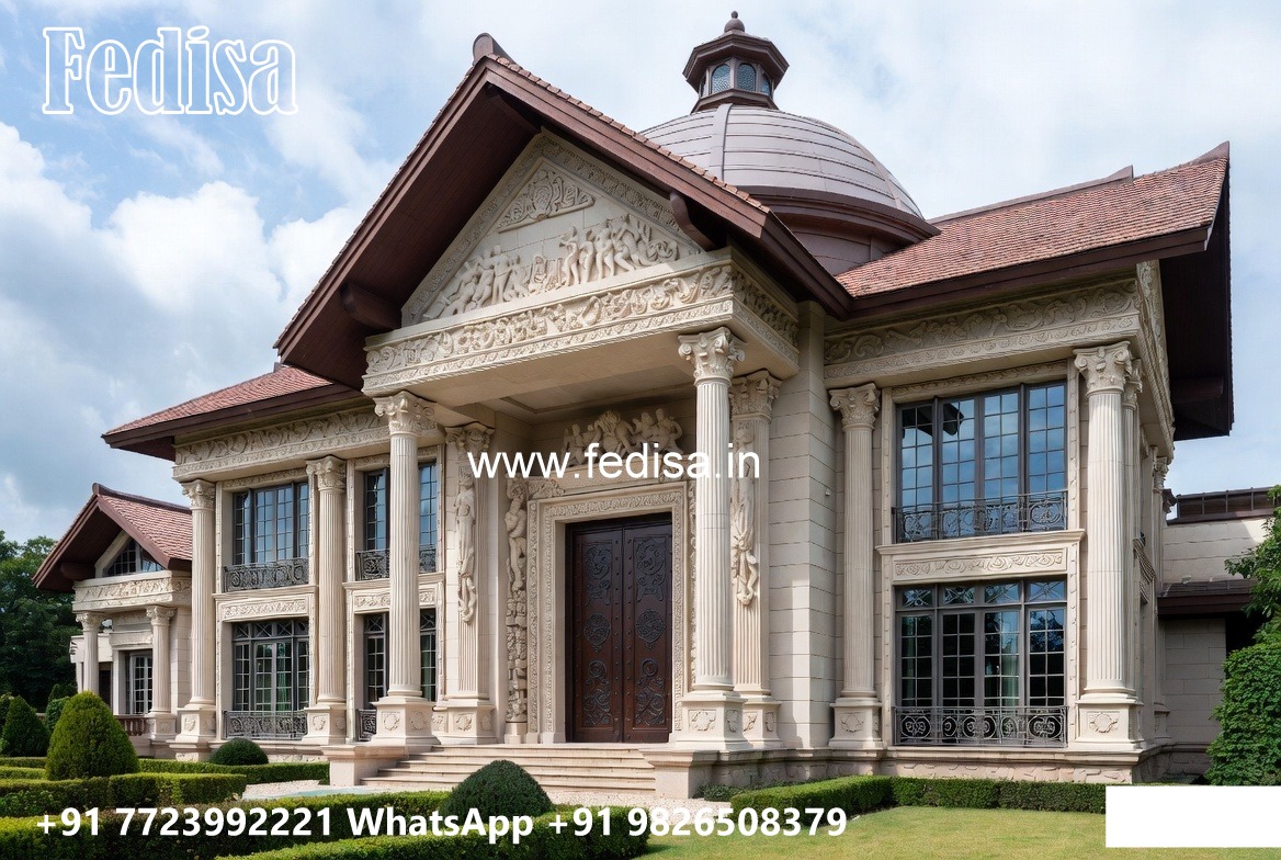 Classic Outdoor Patio Villa Concrete House Plans No-5642