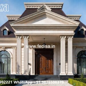Stone Finish Villa Design 3 Bedroom Flat Plan Drawing No-6604