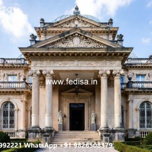 Neoclassical Villa Facade Single Floor House Design No-376