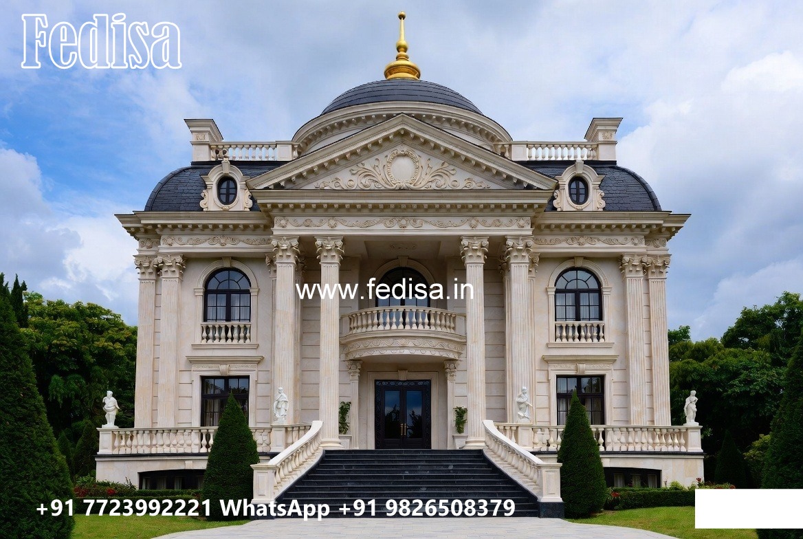 Stone Finish Home Exterior Farmhouse Villa Design No-10470